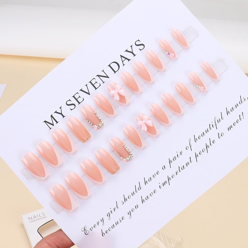 DAJIJIYOU white French tip nails with elegant length for daily glamour.