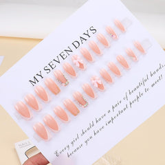 DAJIJIYOU white French tip nails with elegant length for daily glamour.