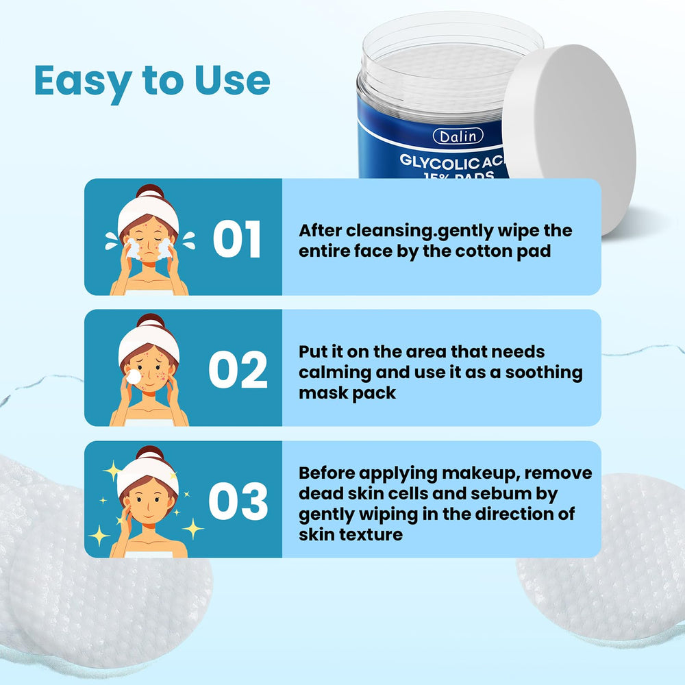 Dalin Glycolic Pads pore-smoothing effect during daily skincare.