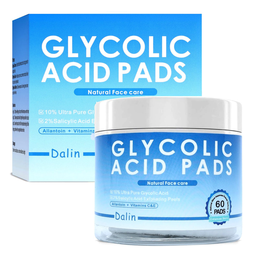 Dalin Glycolic Pads jar on bathroom shelf, ready for nightly exfoliation