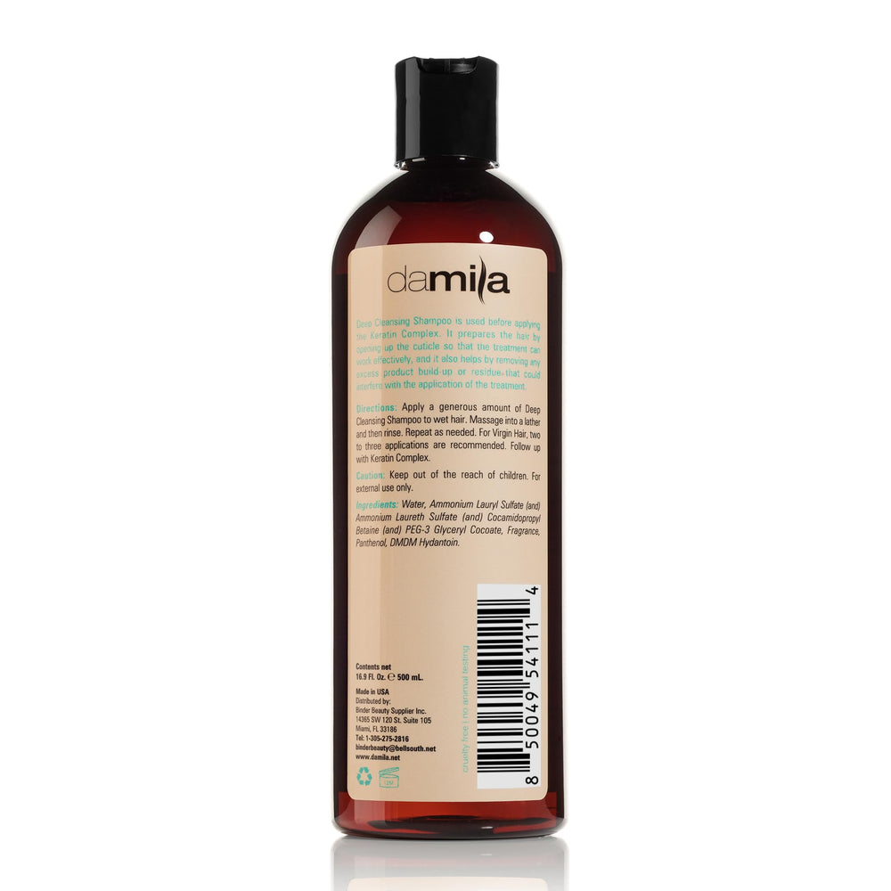 Damila Deep Cleansing Shampoo pump demonstrates easy application and residue removal