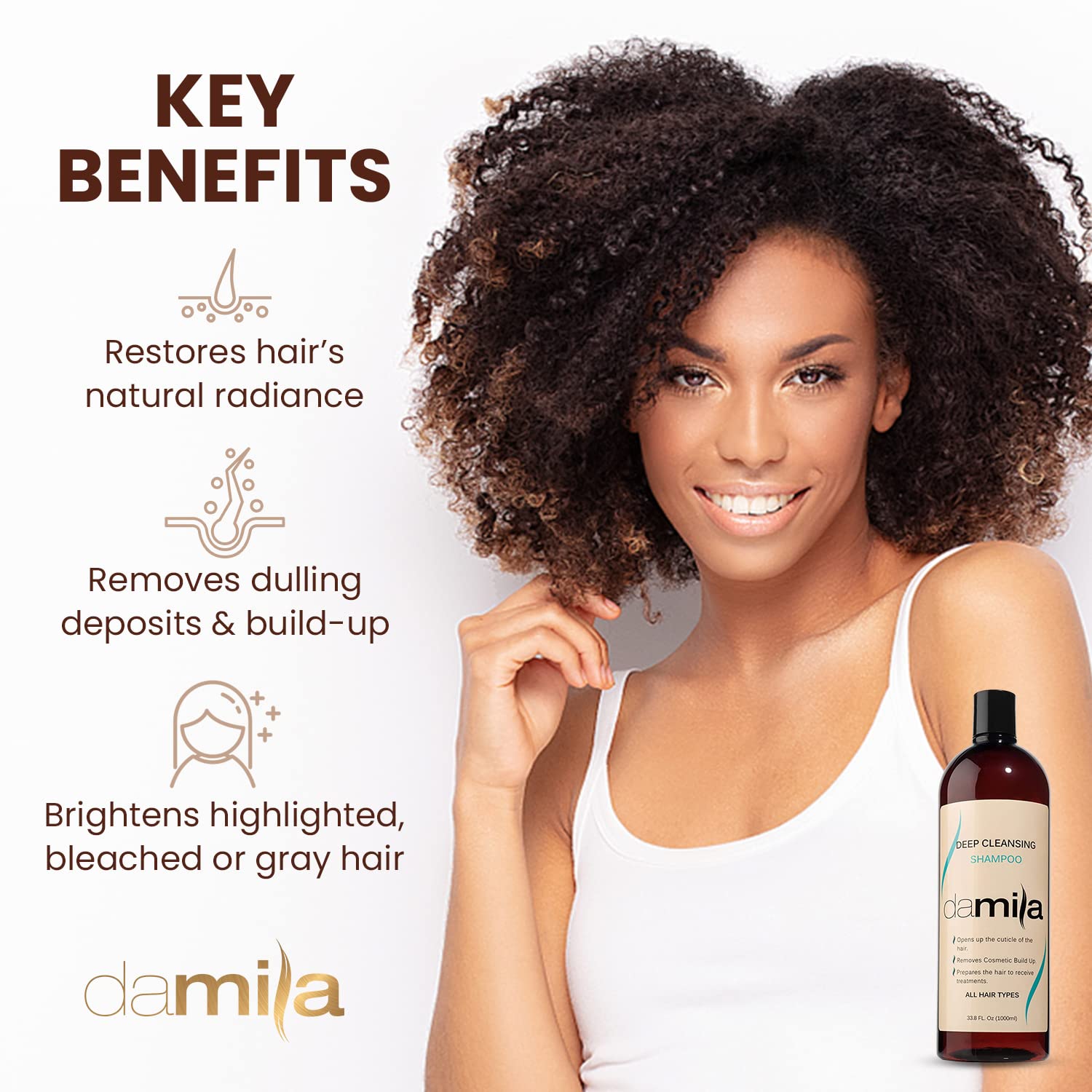 Damila Deep Cleansing Shampoo scalp purification close-up depicts deep-clean without dryness