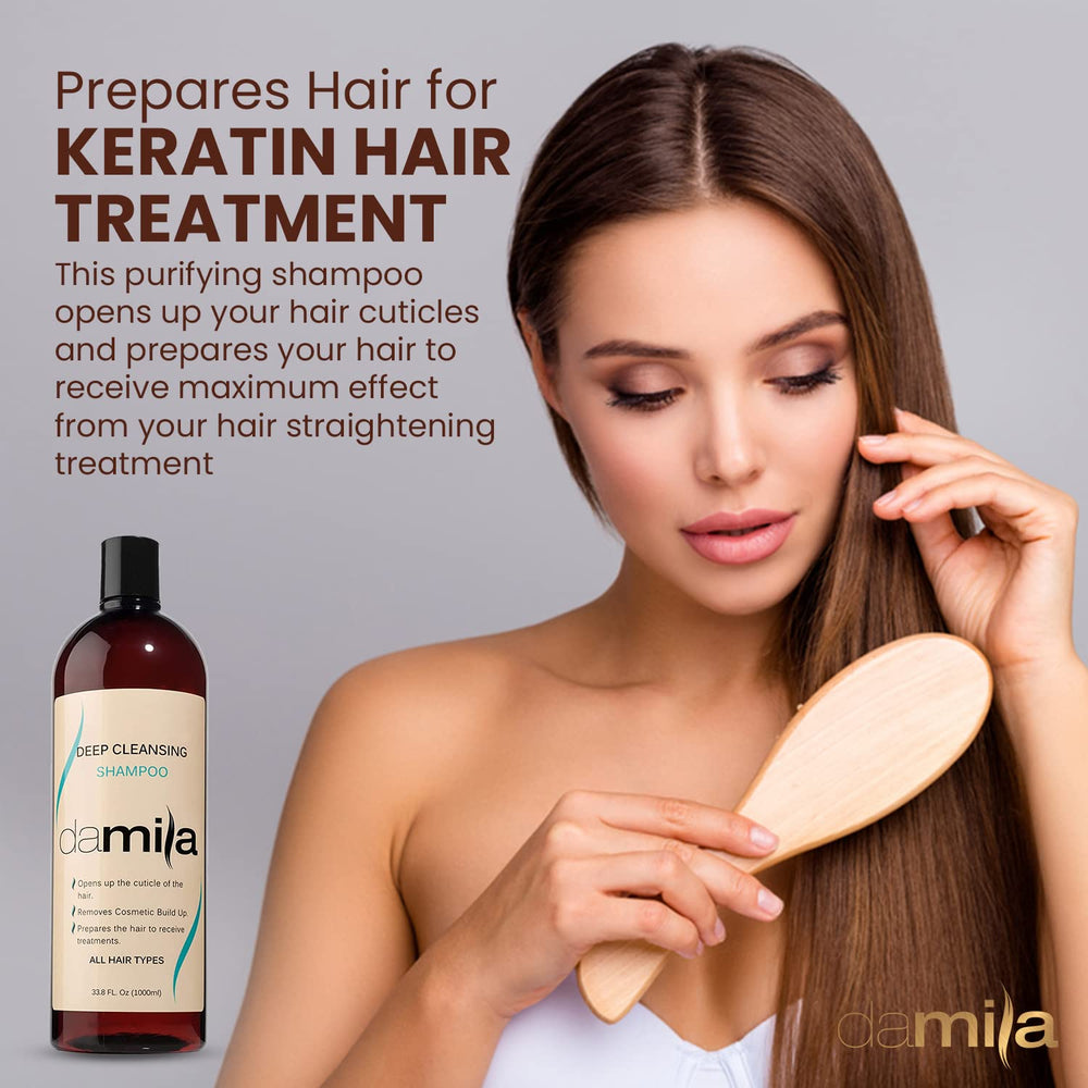 Damila Deep Cleansing Shampoo water rinse demonstrates easy rinse-off and scalp refresh