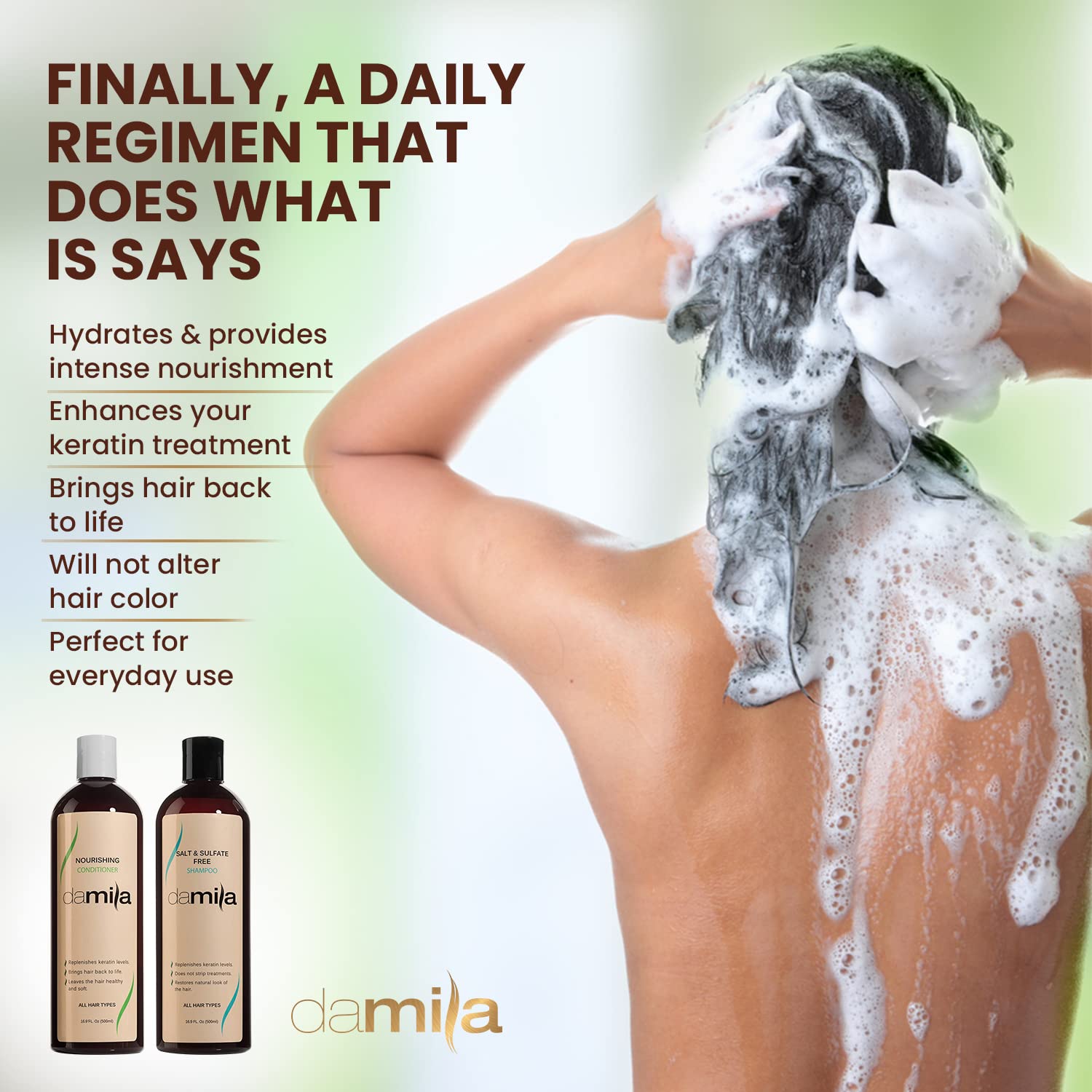 Damila demonstration of frizz control and curl definition with product