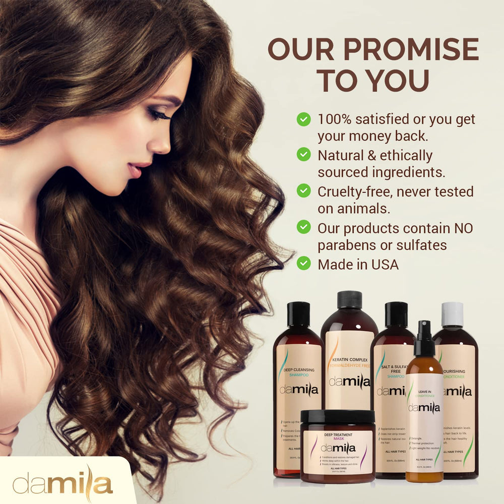Damila frizz-control scene shows shiny, hydrated curls.