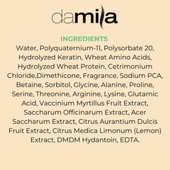 Damila Keratin Leave-In Conditioner Spray bottle in use during a hair care routine for detangling.
