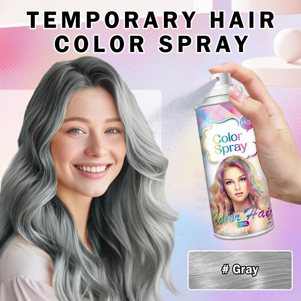 DAMUSI gray hair spray demonstrates even coverage for uniform gray color.
