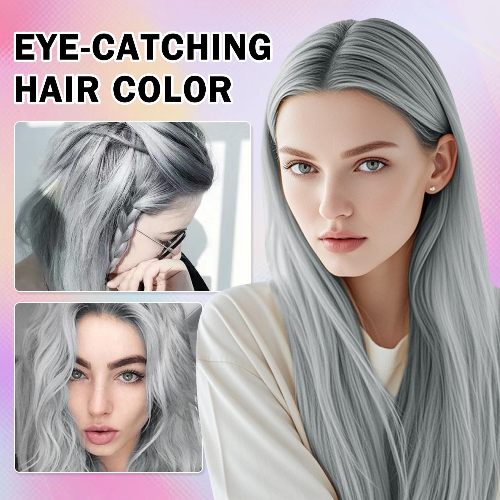 DAMUSI gray hair spray frizz fix adds smooth, youthful glow.