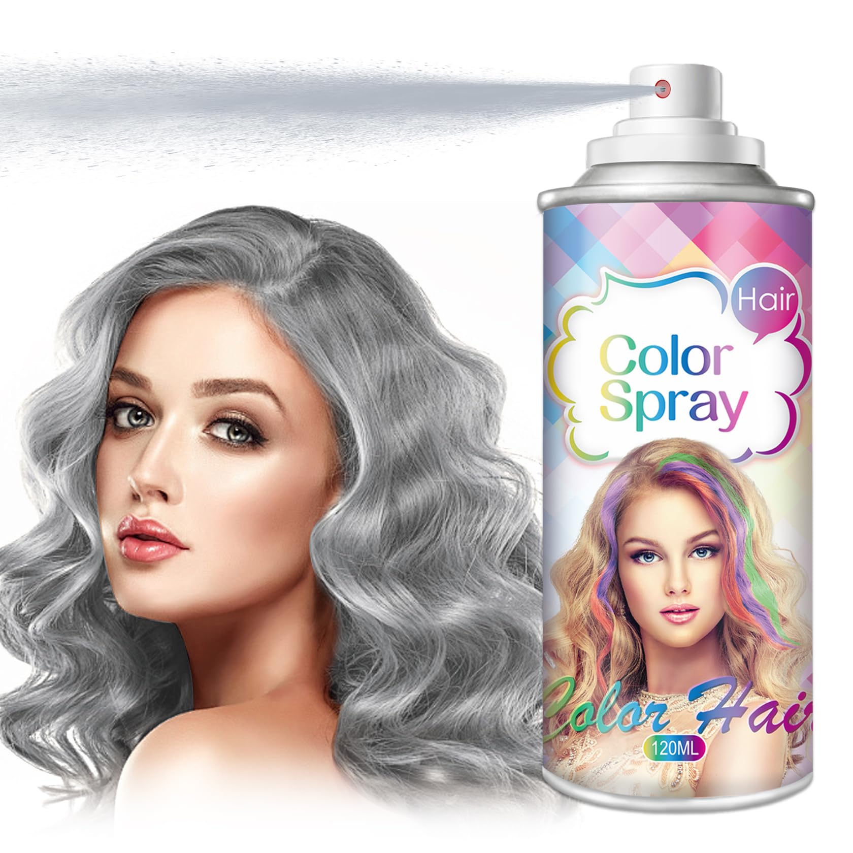 DAMUSI gray hair spray packaging shown for easy, portable touch-ups.