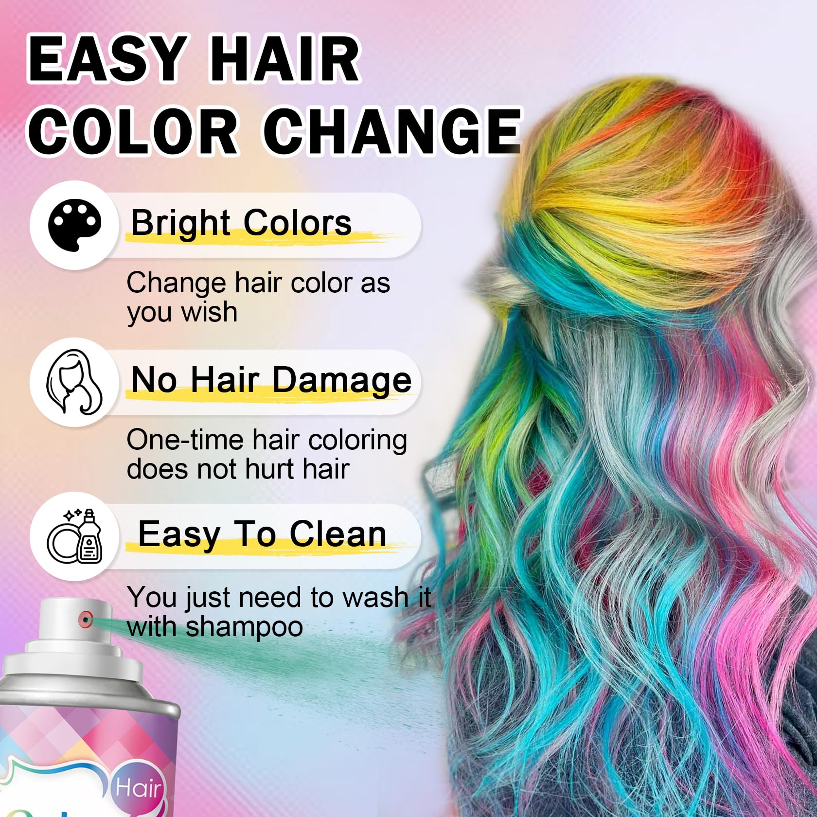 DAMUSI gray hair spray quick-dry formula dries fast without clumping.