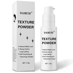 DAMUSI Hair Texture Powder Spray bottle showing instant lift and texture.