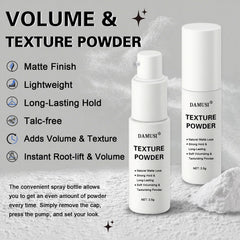 DAMUSI texture powder application at roots delivering quick volume.