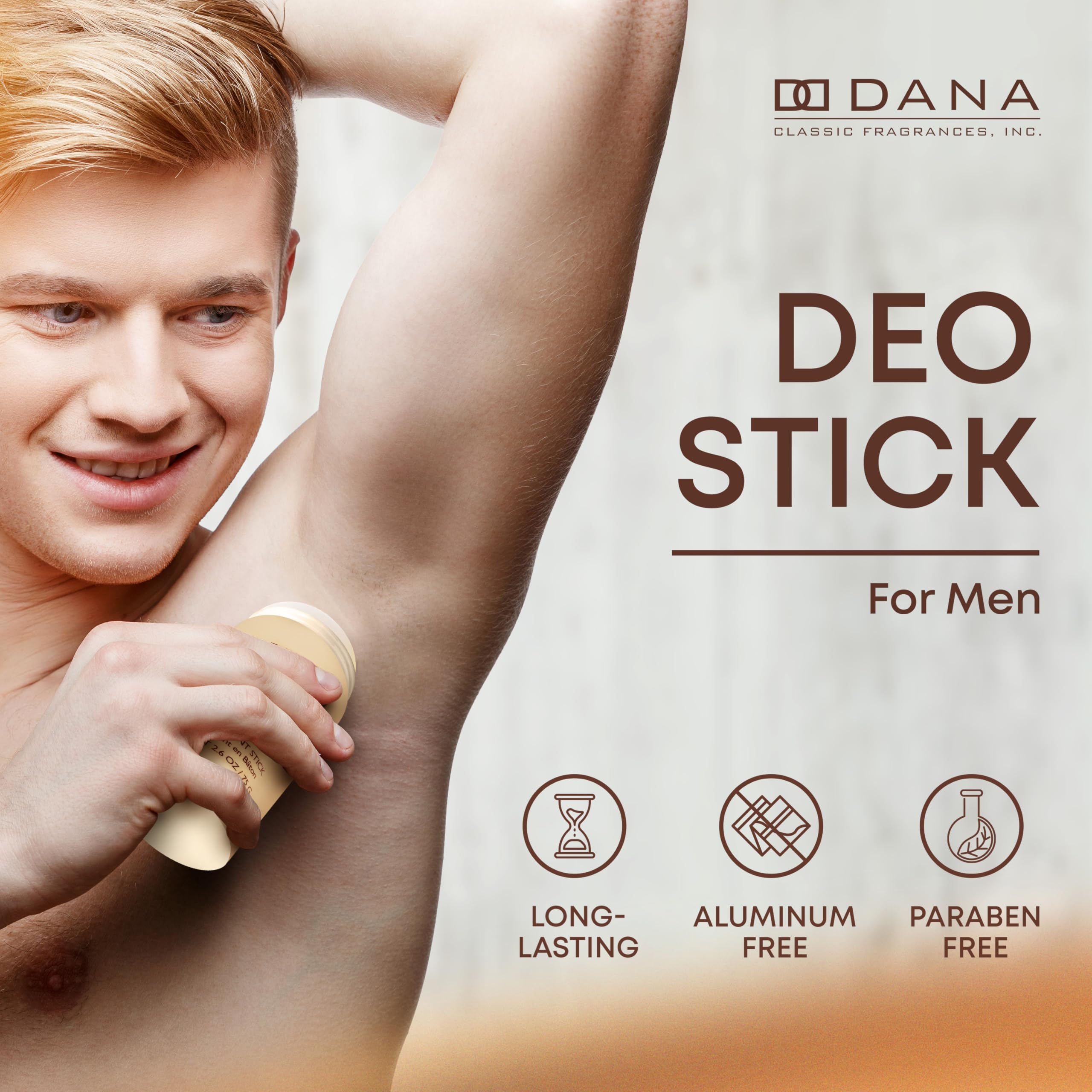 Dana English Leather deodorant packaging emphasizes premium quality.