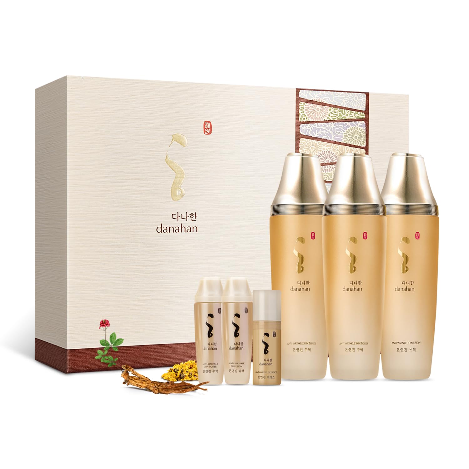 Danahan Bon Yoen Jin toner bottles highlight a hydrating formula for refreshed skin.