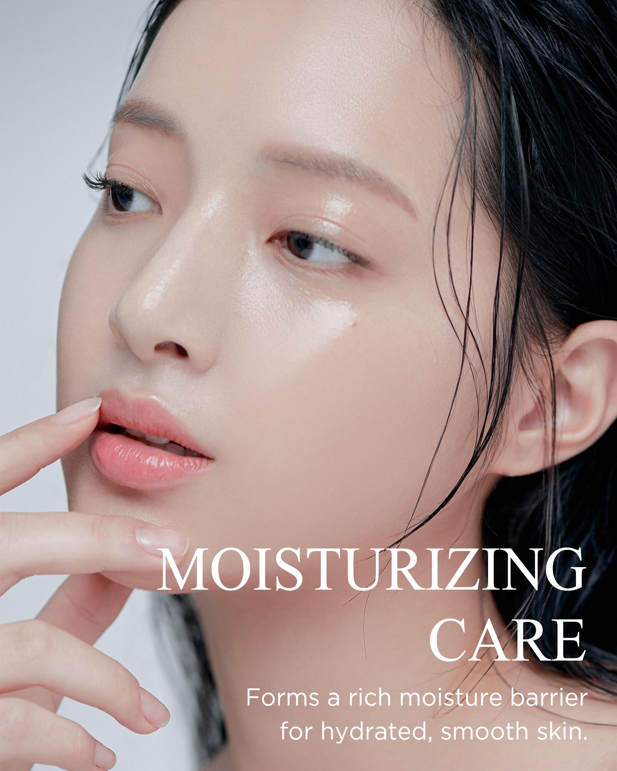 Danahan bottle on clean skin emphasizes non-sticky, fast-absorbing finish
