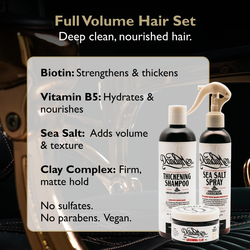 DandyMen 3-step styling kit illustration shows an easy routine.