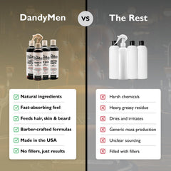 DandyMen conditioner nourishes hair for smoother, more manageable strands.