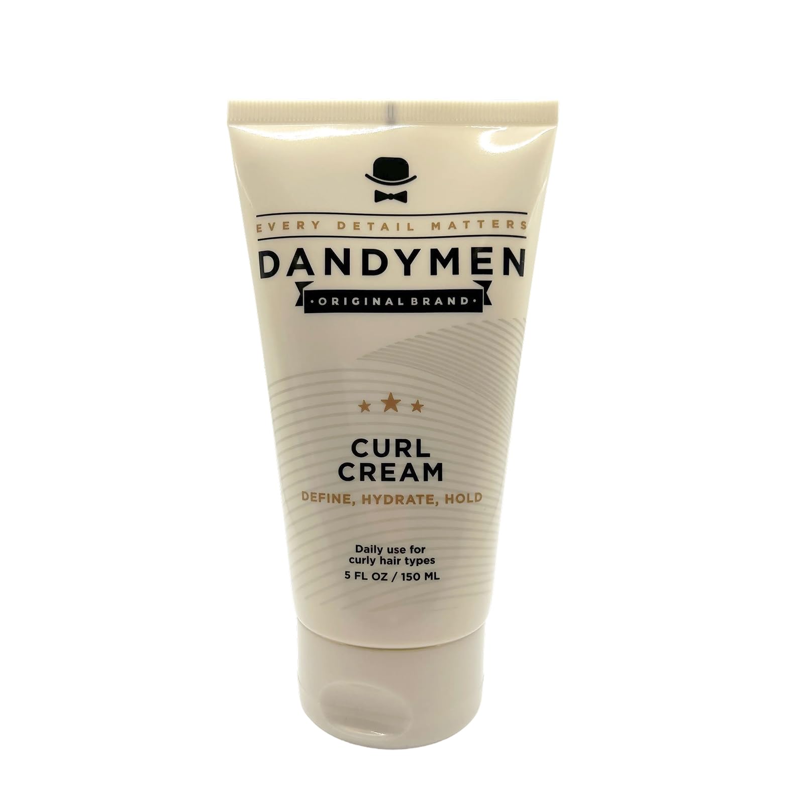 DandyMen Curl Cream bottle pours smoothly for lightweight hydration and defined curls.