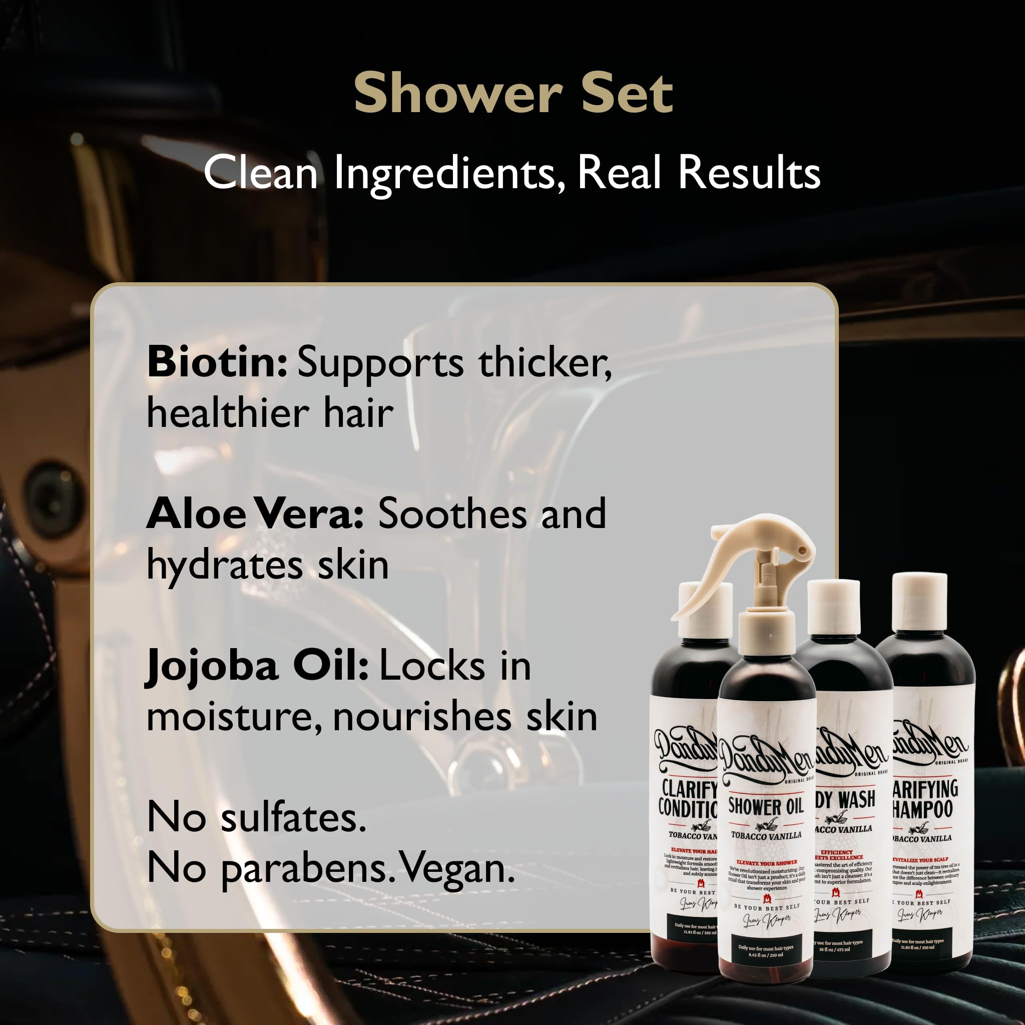 DandyMen moisture-lock shower oil seals hydration for softer skin.