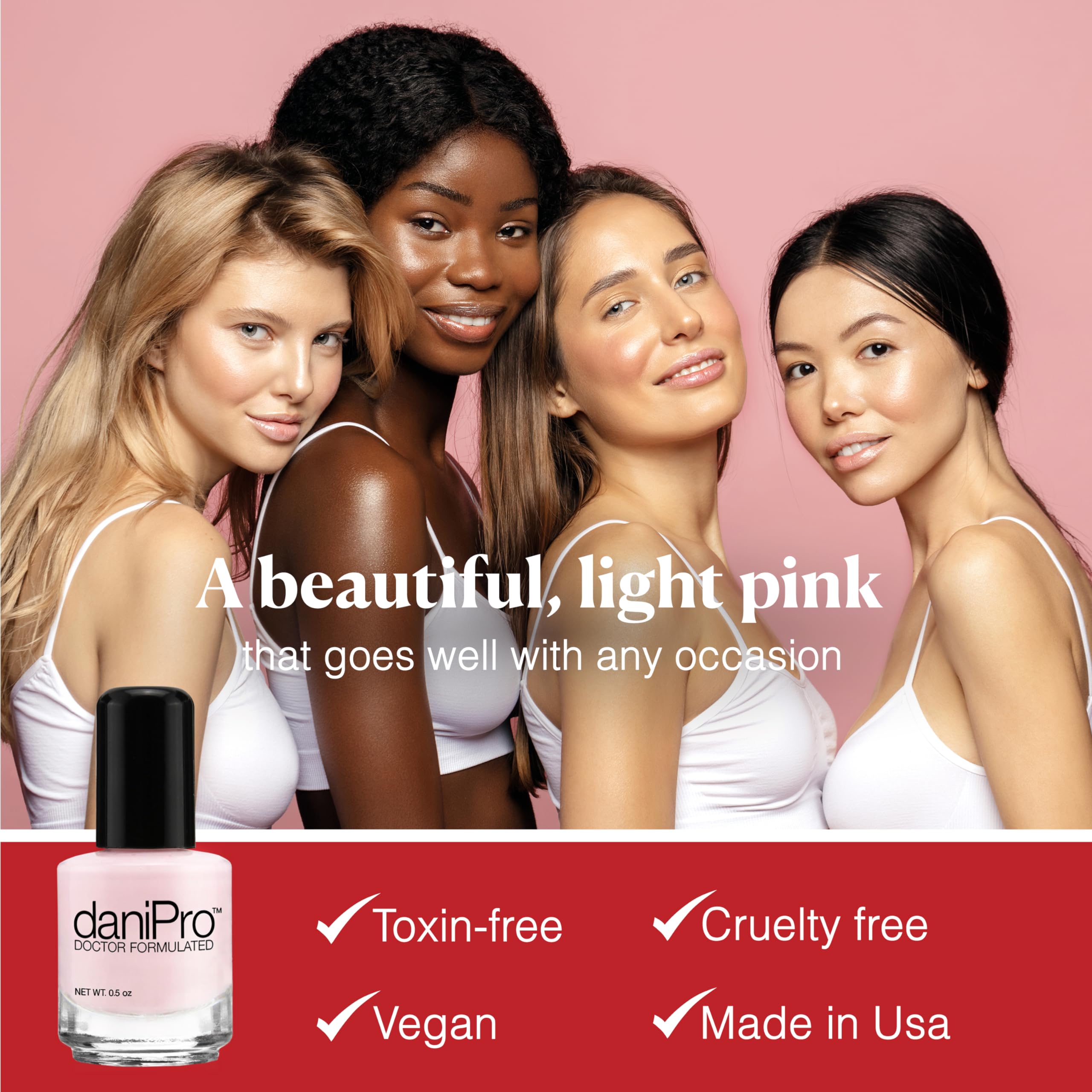DaniPro Love is All pink swatches on a nail wheel show true color reference.