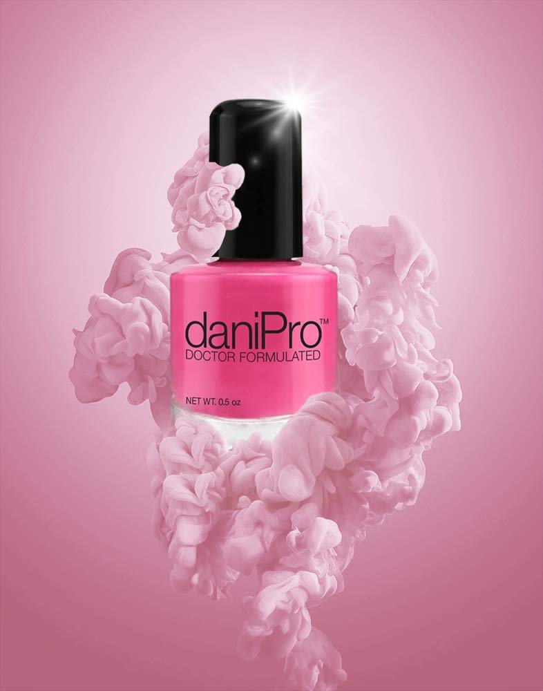 daniPro fast-drying hot pink polish swatch in action