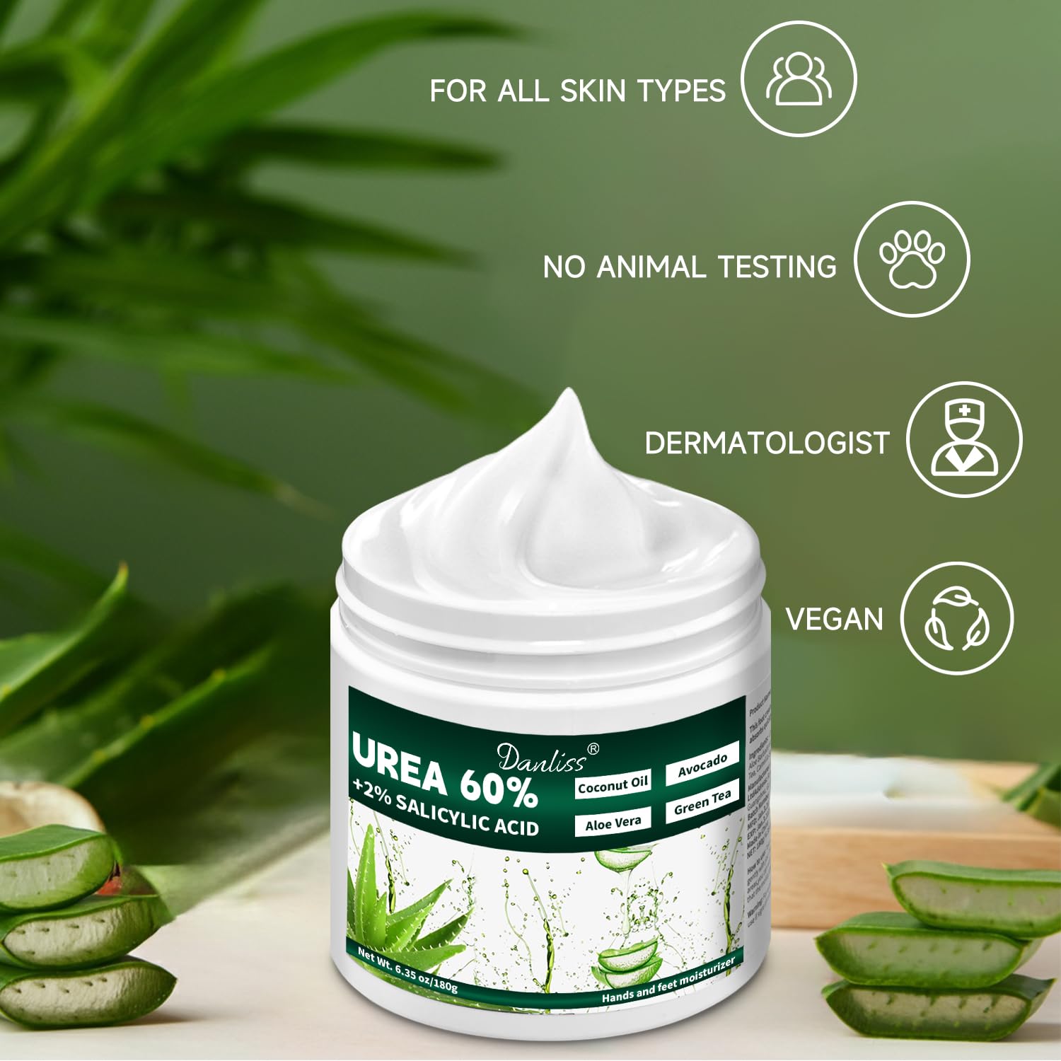 Unscented Danliss Urea Cream packaging for sensitive skin users.