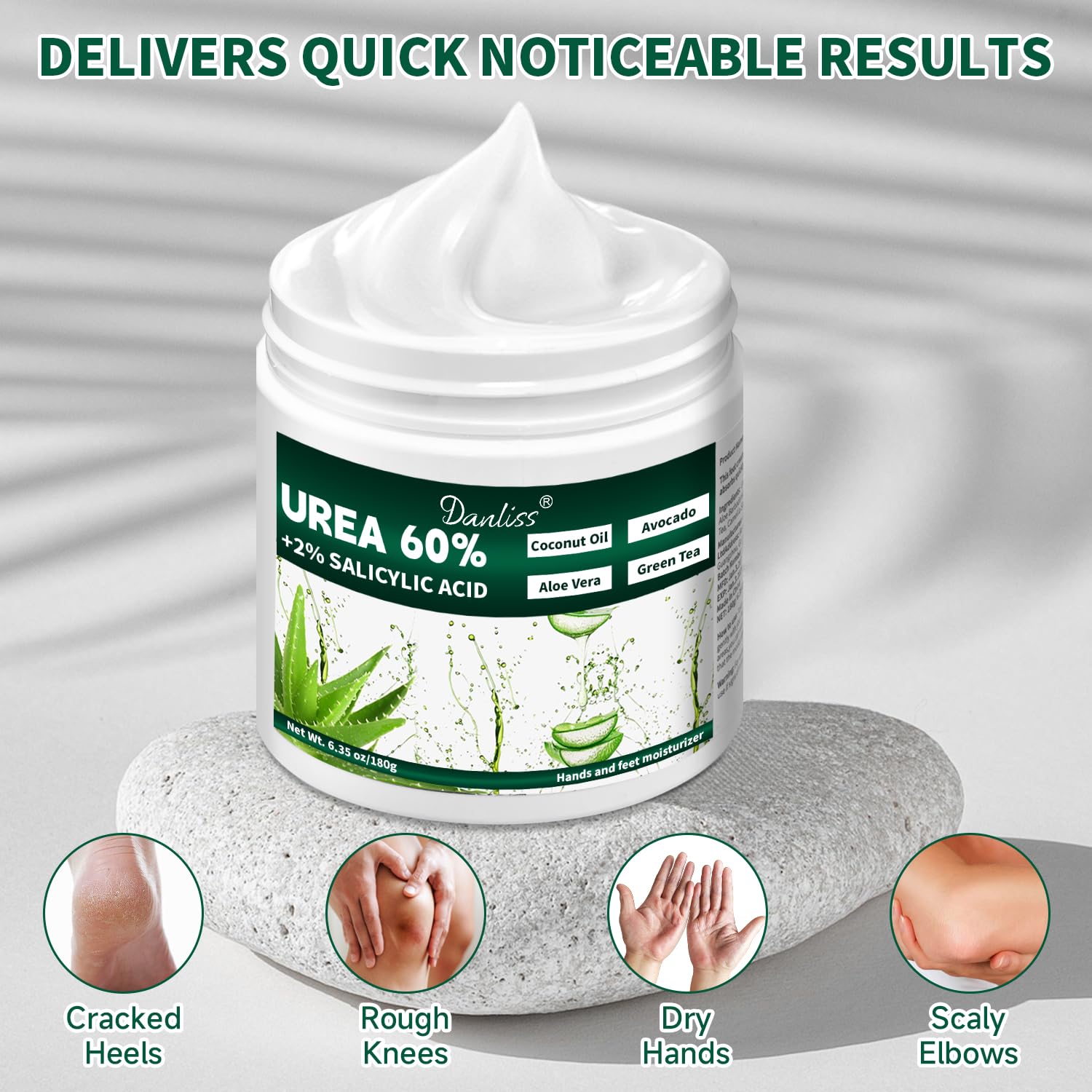 Label shows aloe vera and tea tree oil for soothing care.