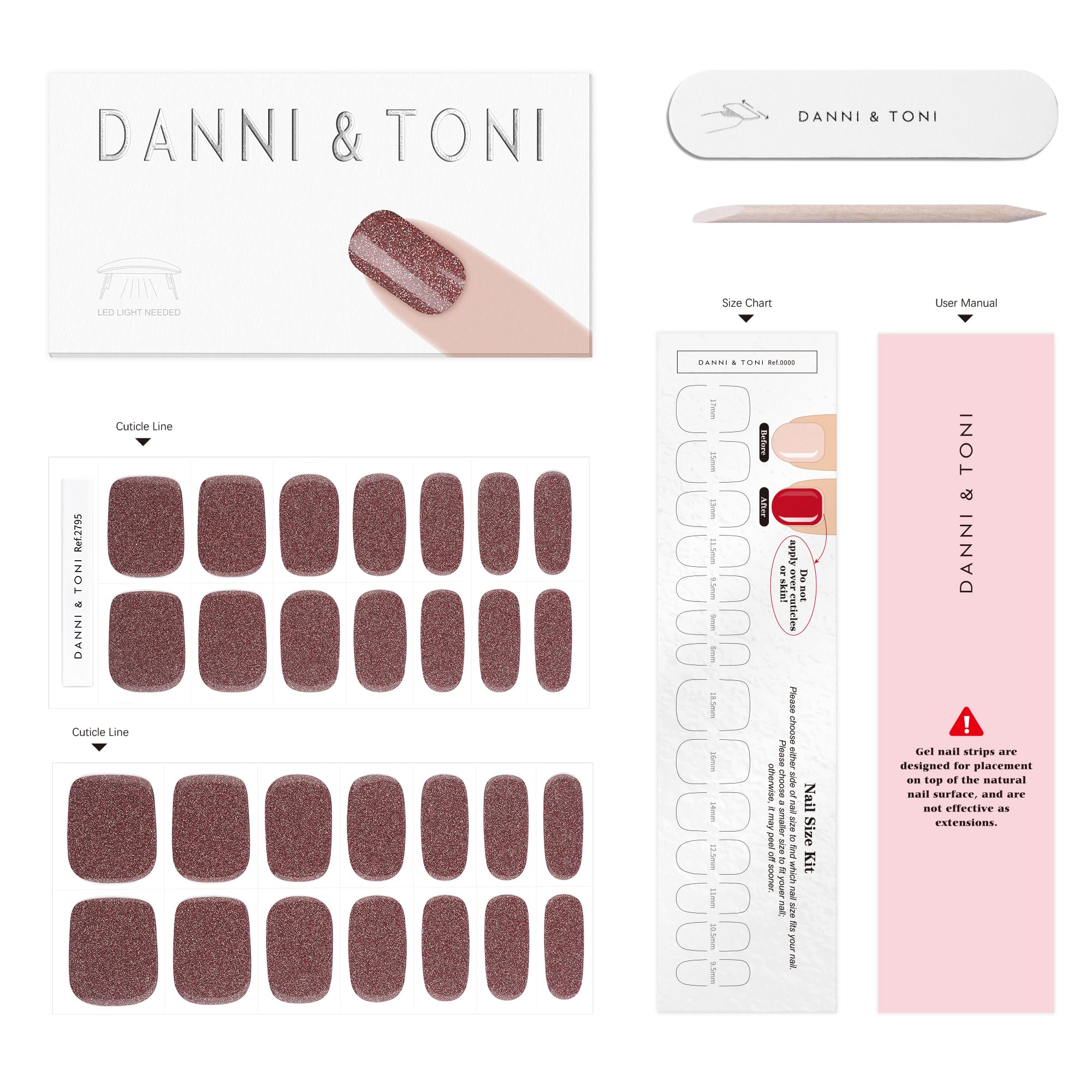 DANNI & TONI dusty rose diamond powder pattern on nails.