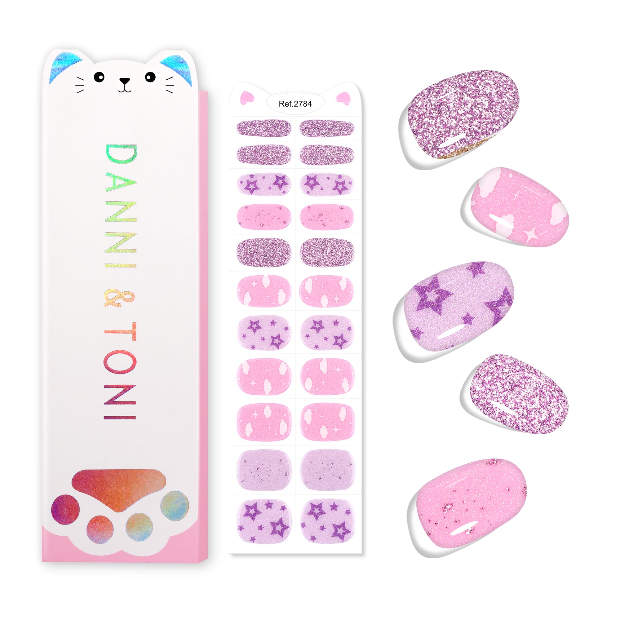 DANNI & TONI clouds design for quick at-home kid-friendly manicure.