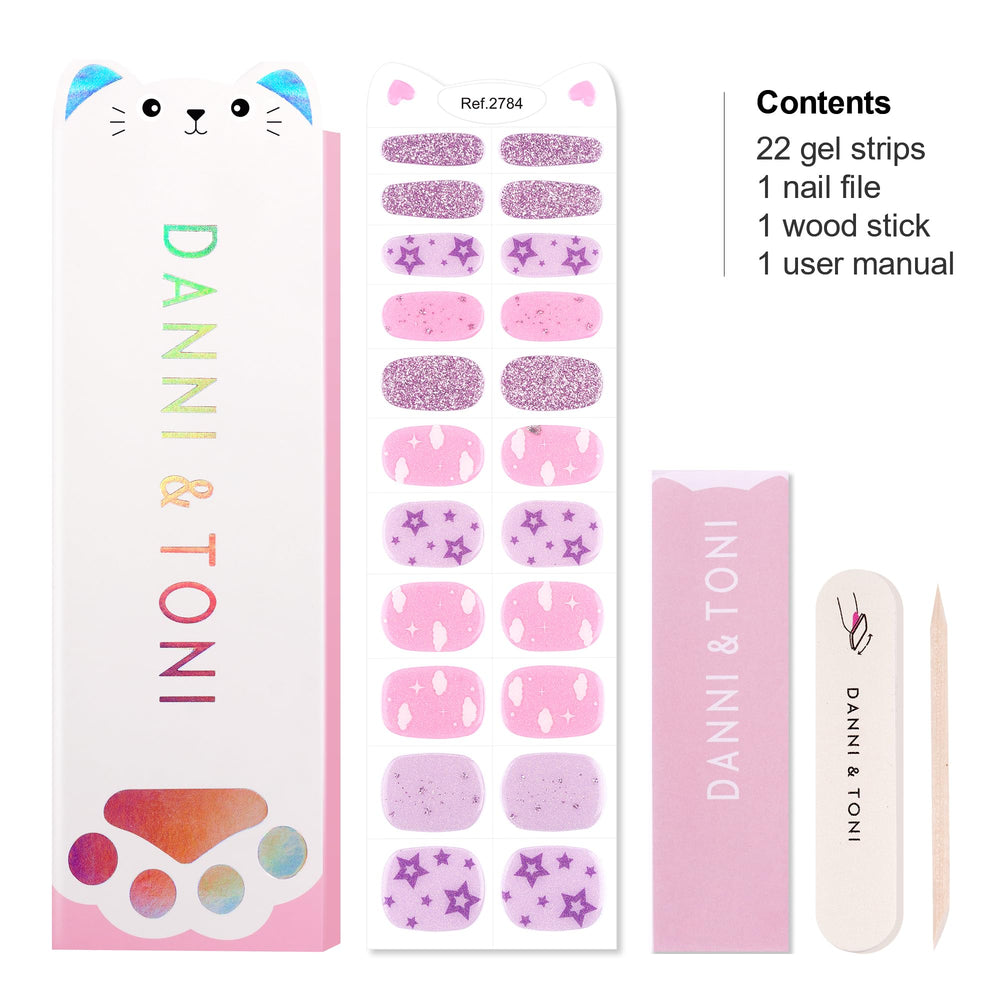 DANNI & TONI rainbow sparkles for colorful, easy-to-apply nails.