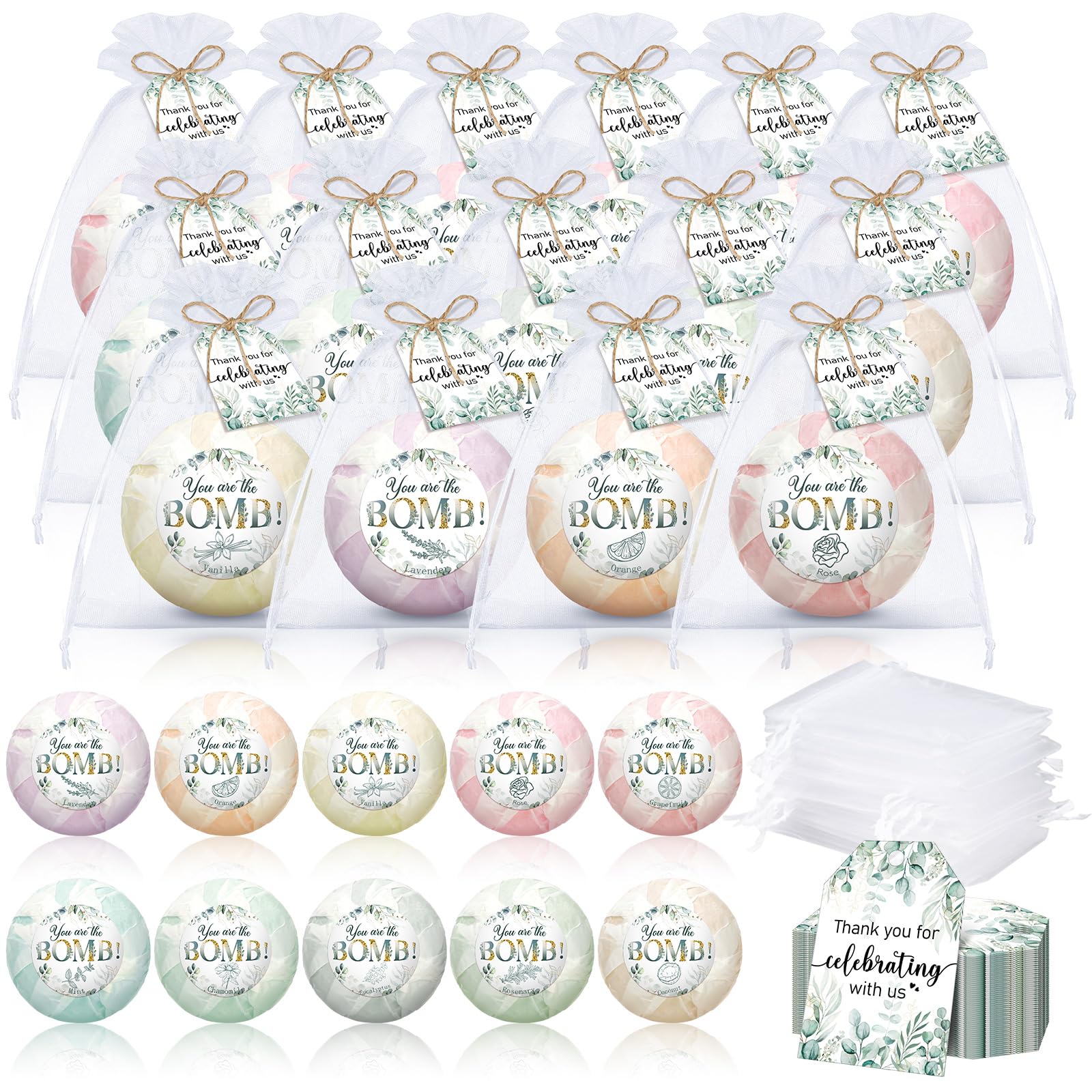 Dansib wedding bath bombs in a colorful gift box for guests