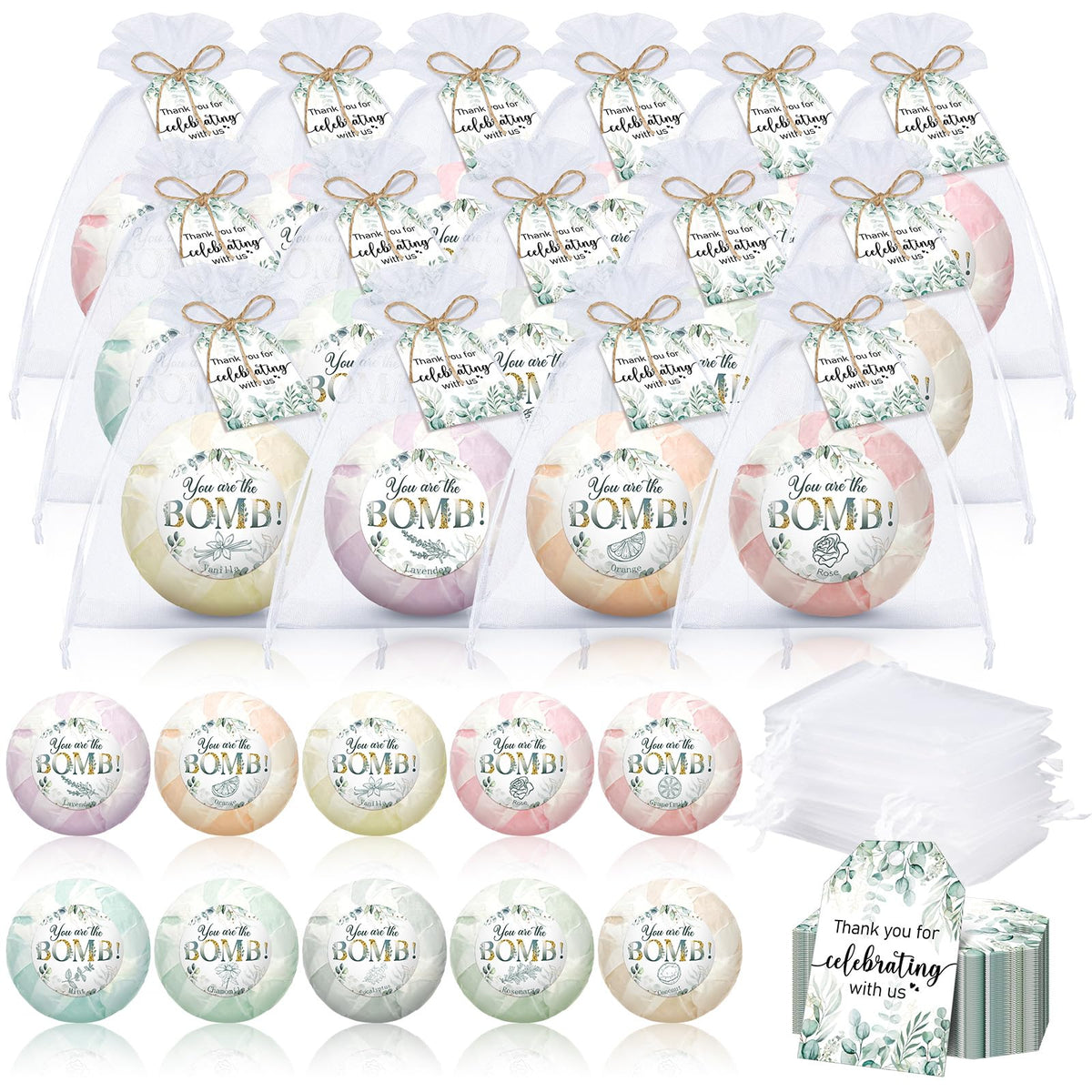 Dansib wedding bath bombs in a colorful gift box for guests