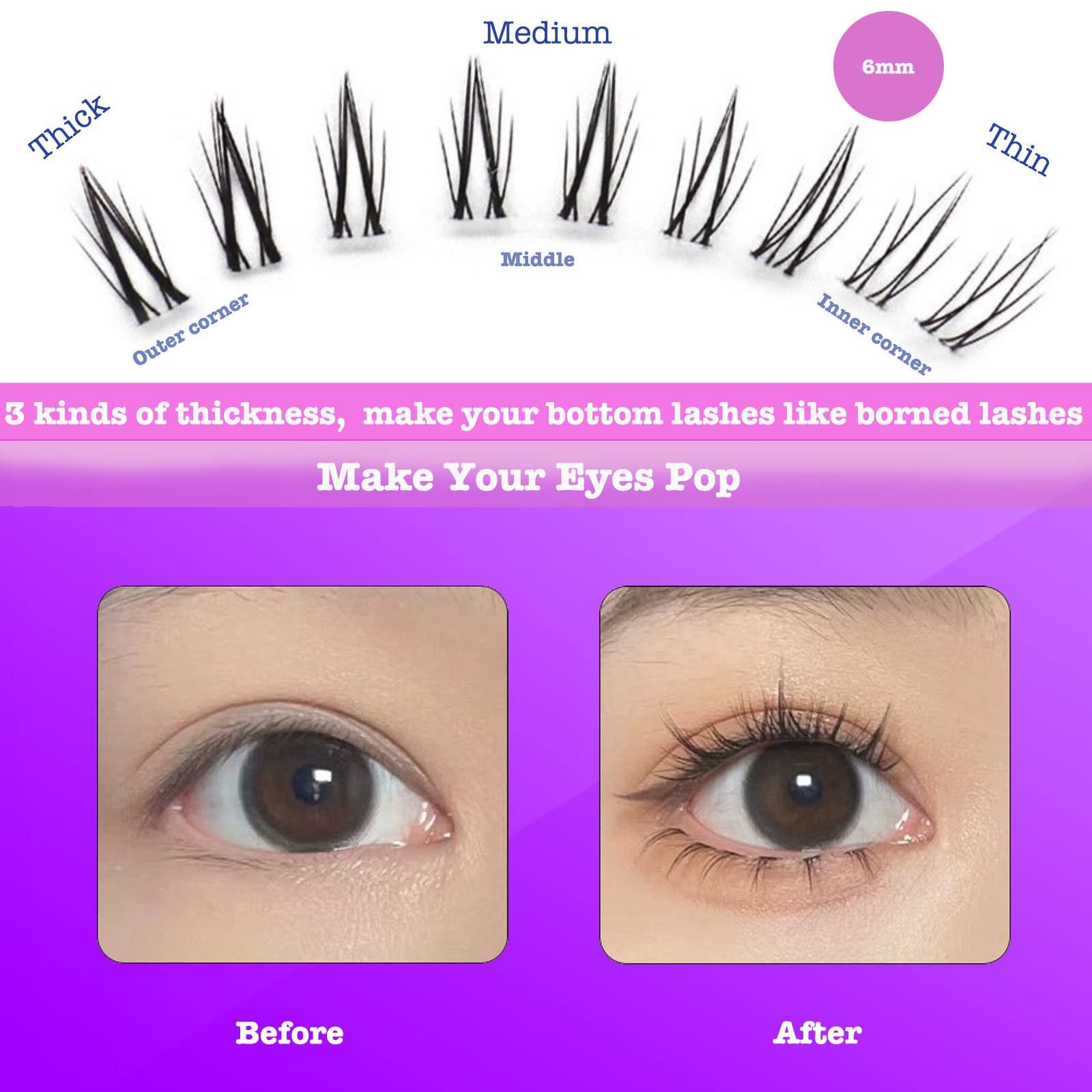 DAODER invisible band close-up showing light-weight, undetectable lash line.