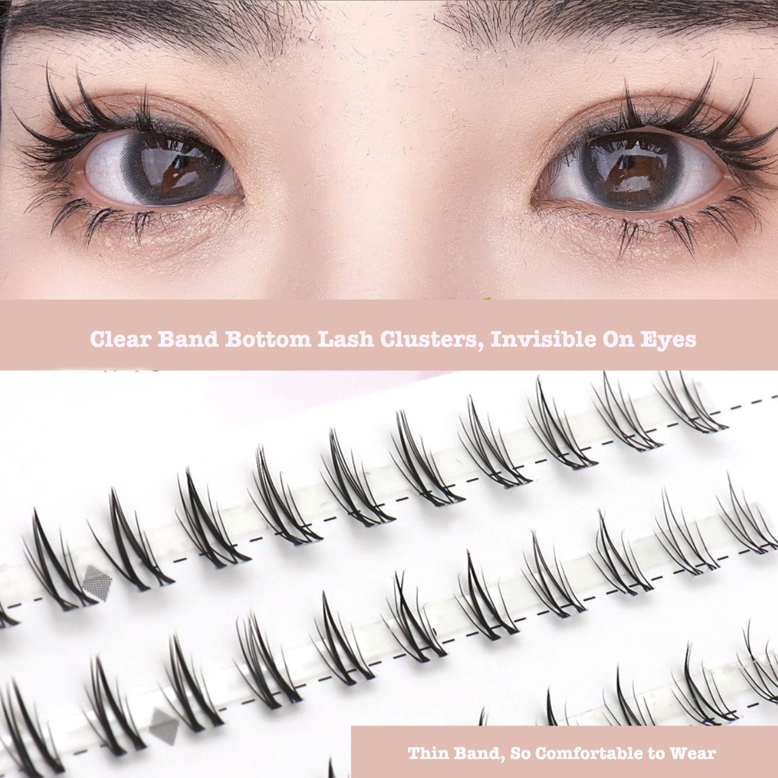 DAODER reusable vegan lash clusters close-up, knot-free and soft.