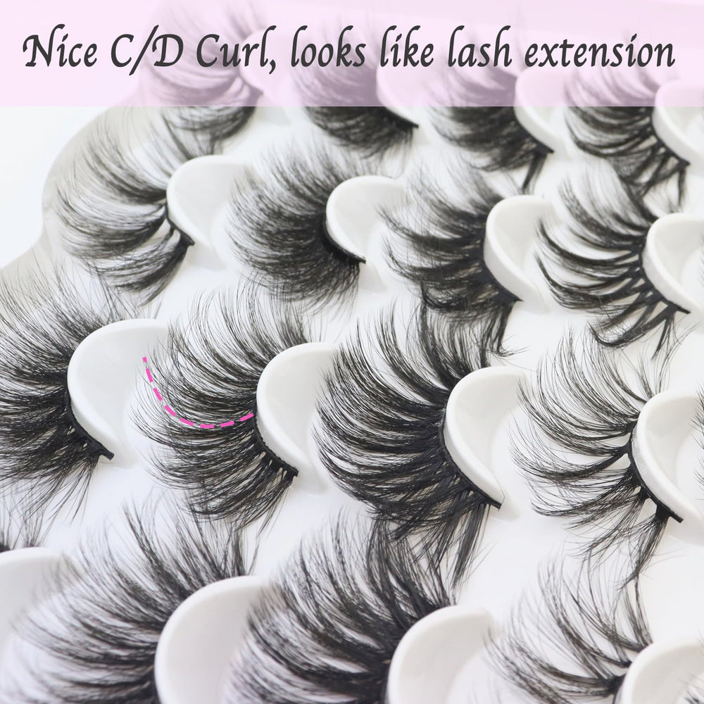 DAODER wispy long false eyelashes create dramatic eye definition.