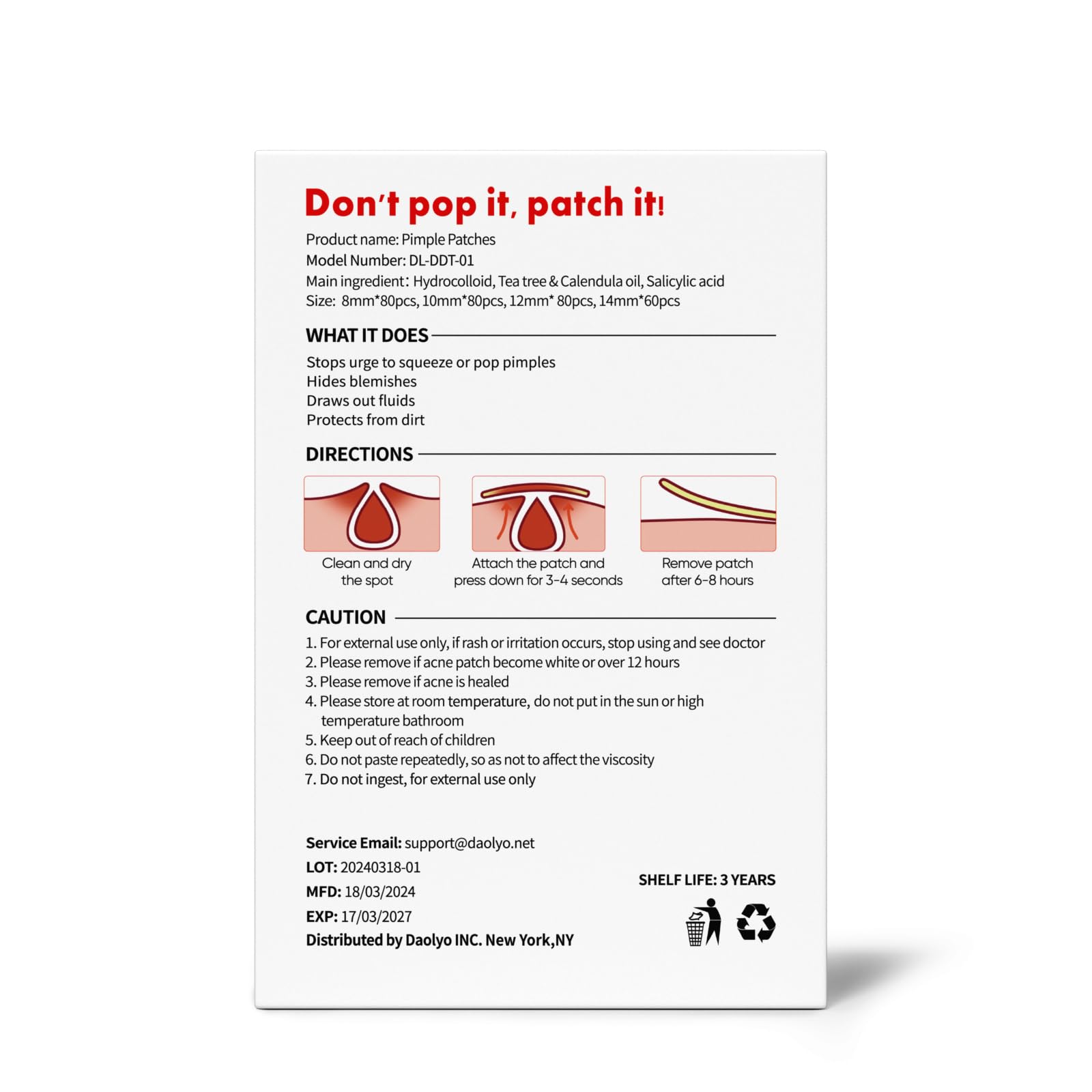 Daolyo Patch Application demonstrates clean area, easy stick and removal.