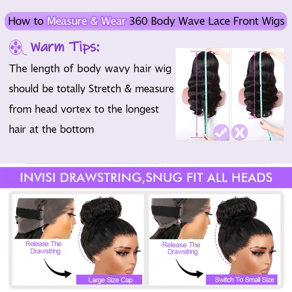 Daparo hidden strap 360 wig with adjustable band for easy fit