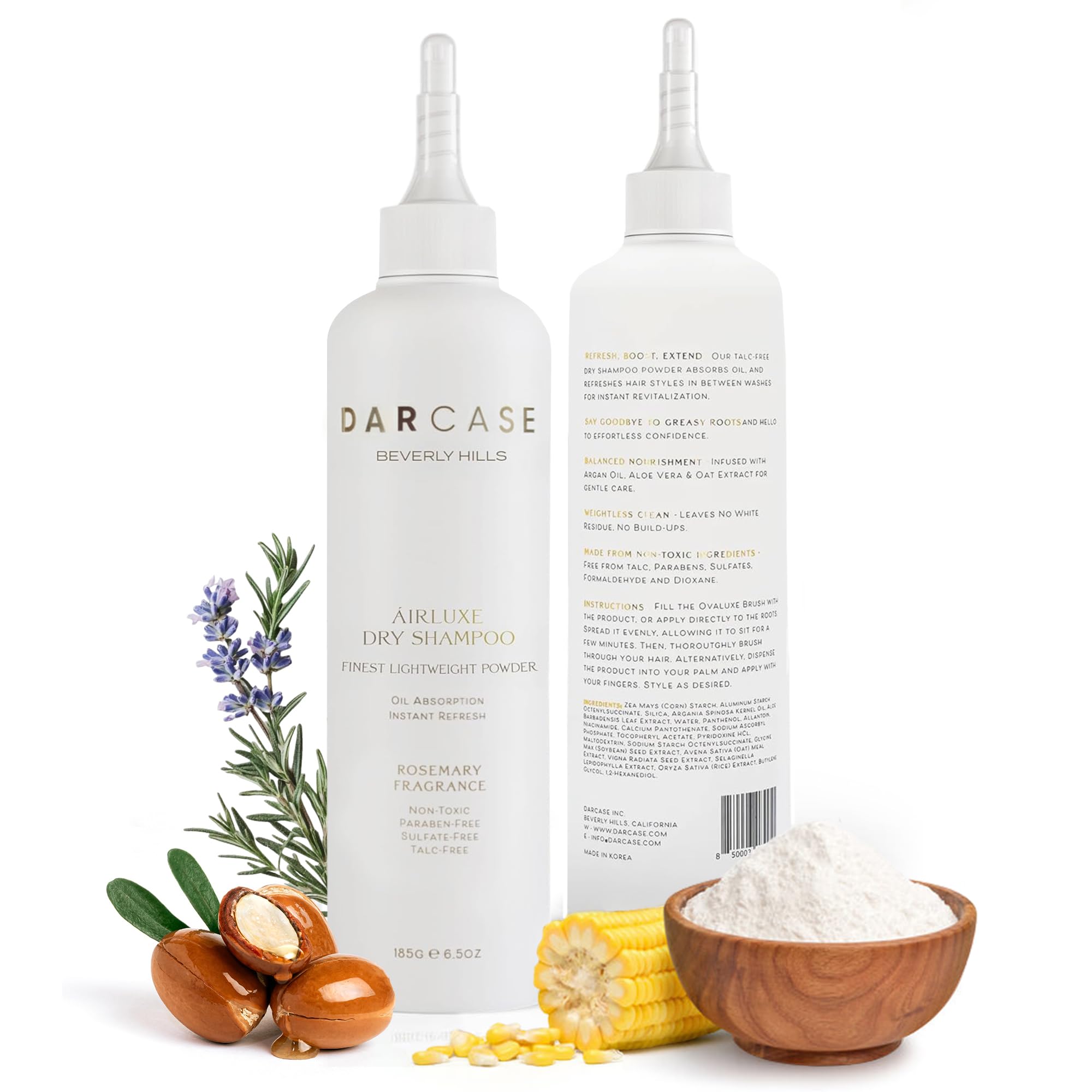 DARCASE Premium Powder Dry Shampoo rosemary bottle refreshing hair between washes