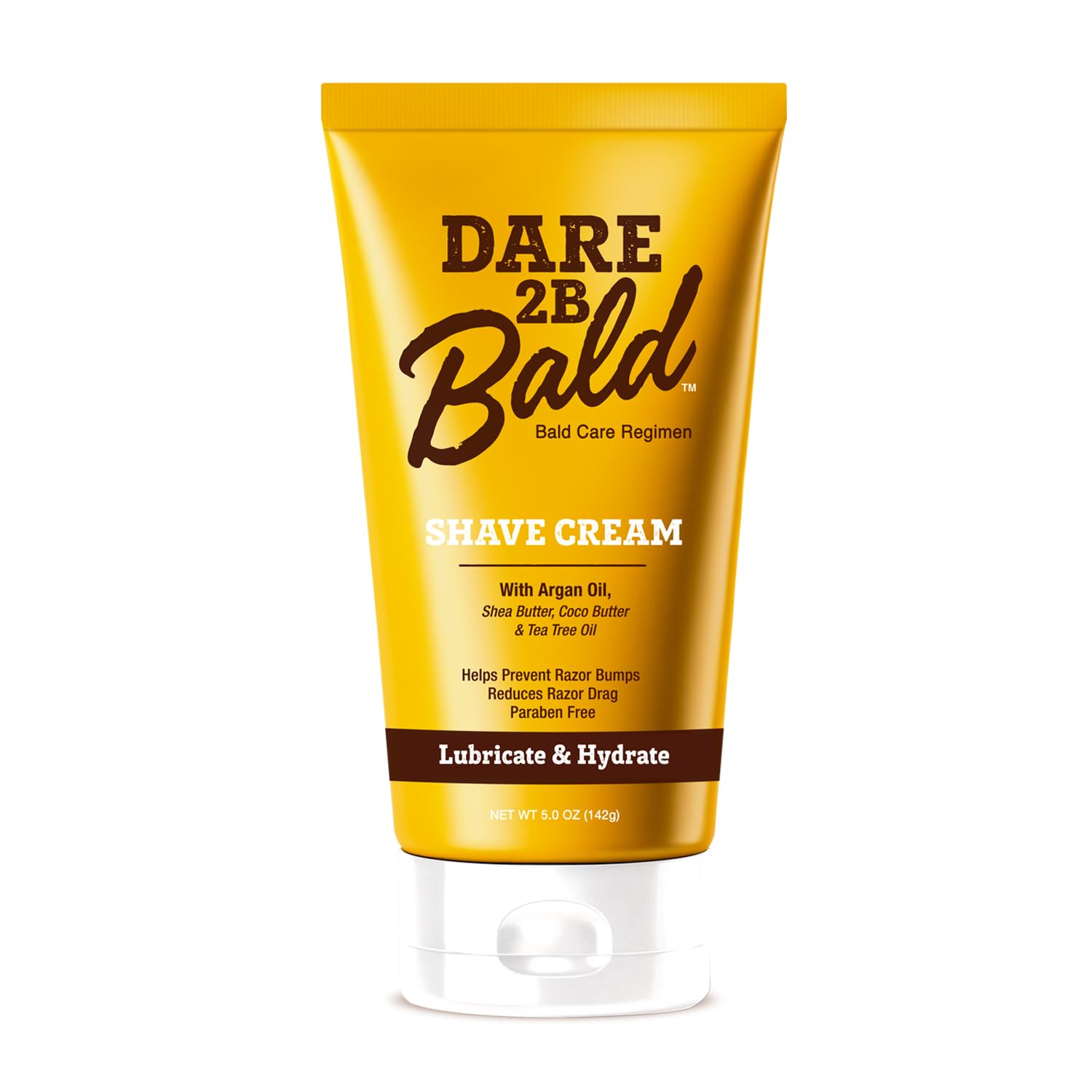 Dare 2B Bald shaving cream bottle with argan oil for hydration