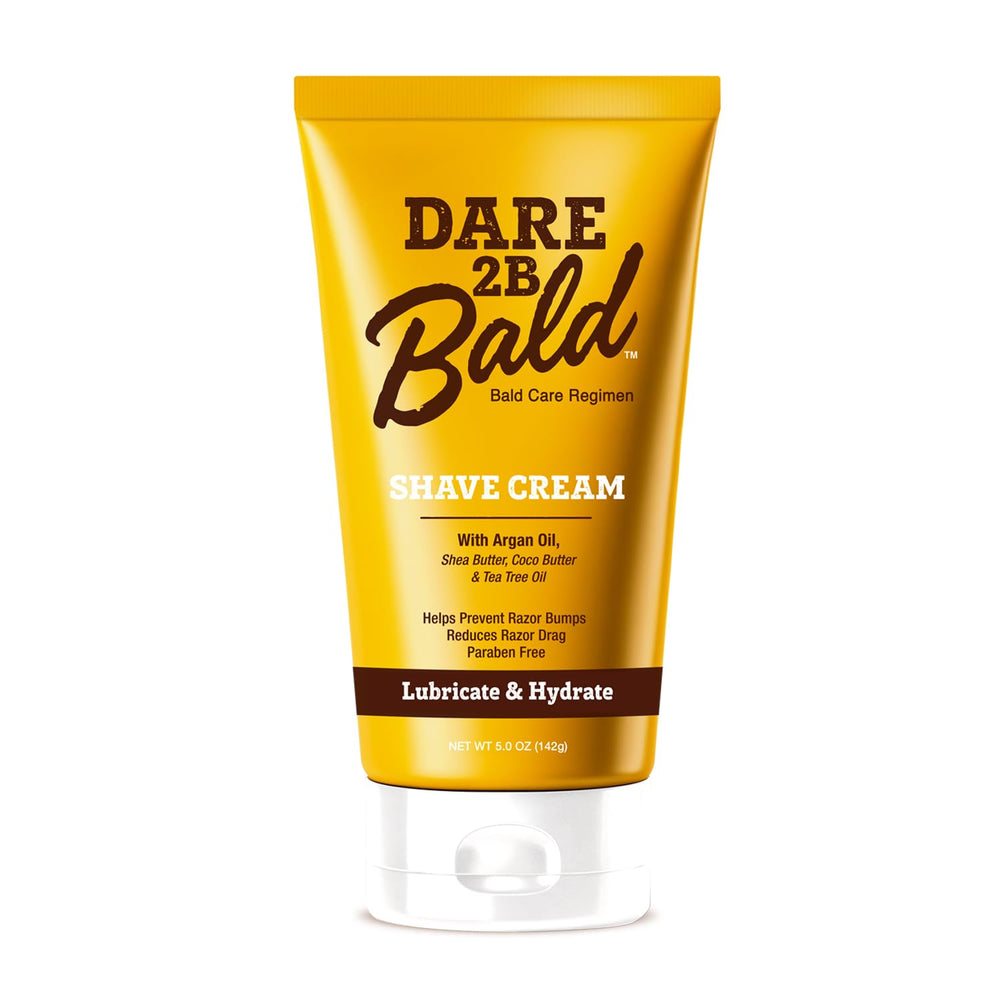 Dare 2B Bald shaving cream bottle with argan oil for hydration