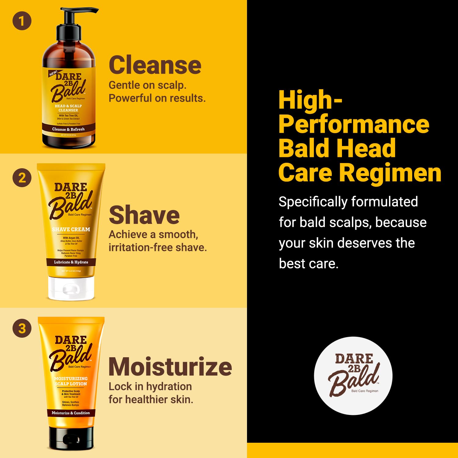 DARE TO BE BALD man applying cleanser for clean scalp