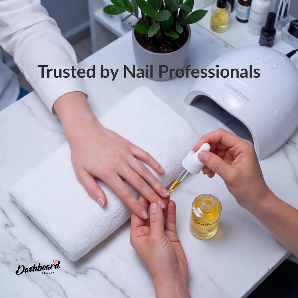 Dashboard Beauty Cuticle Nail Oil dropper close-up for precise application