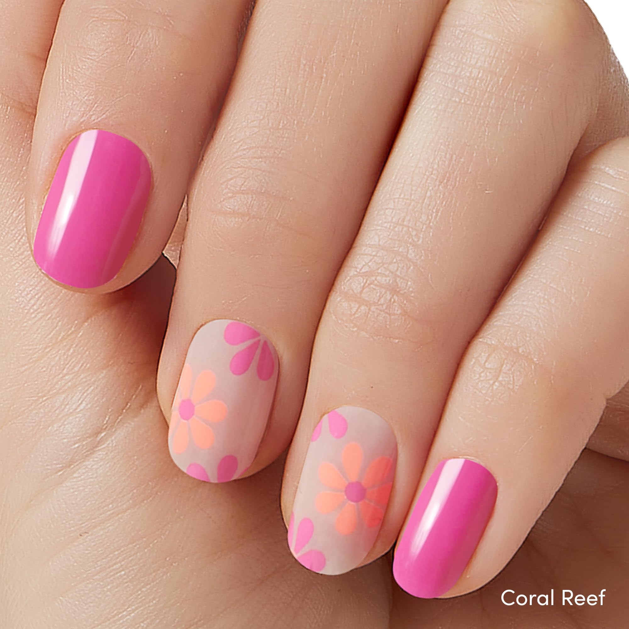 Dashing Diva Palm Beach set nail strips with bright pinks for quick mani