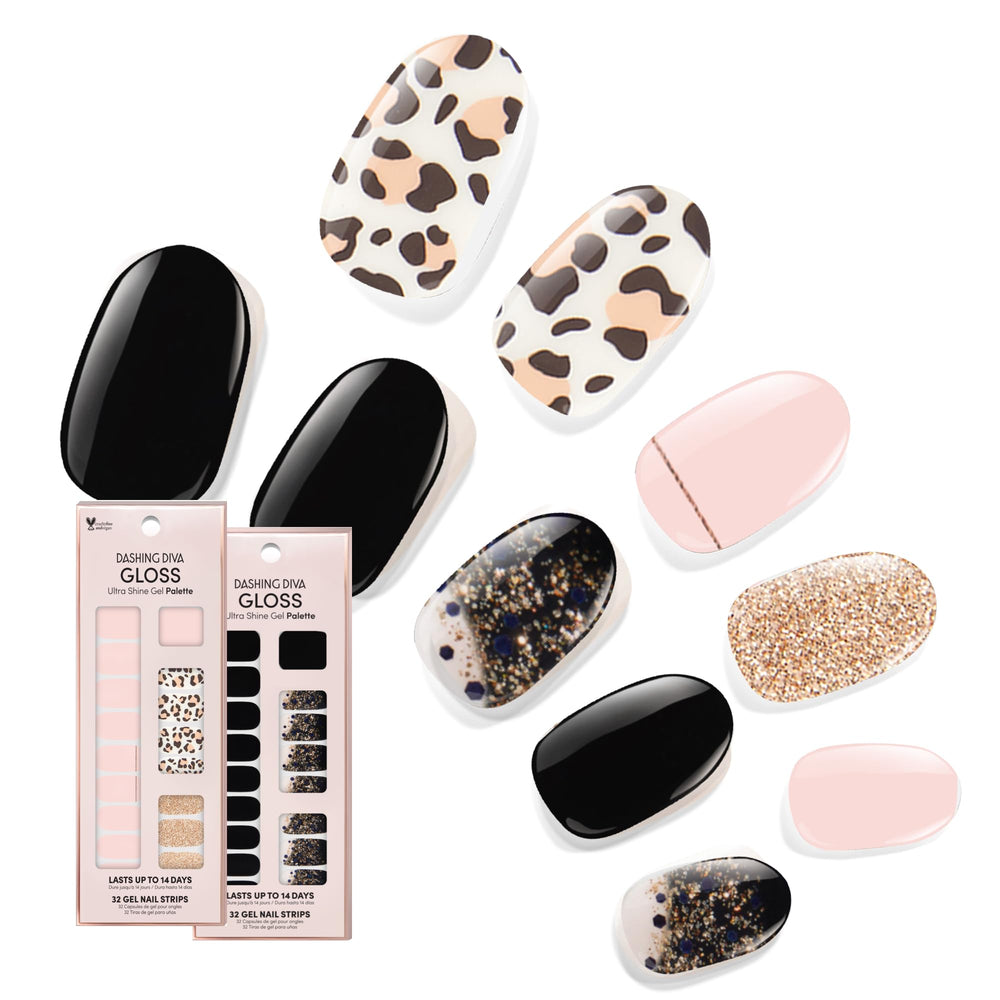Dashing Diva Cheetahlicious gloss nail strips offer instant shine and easy application.