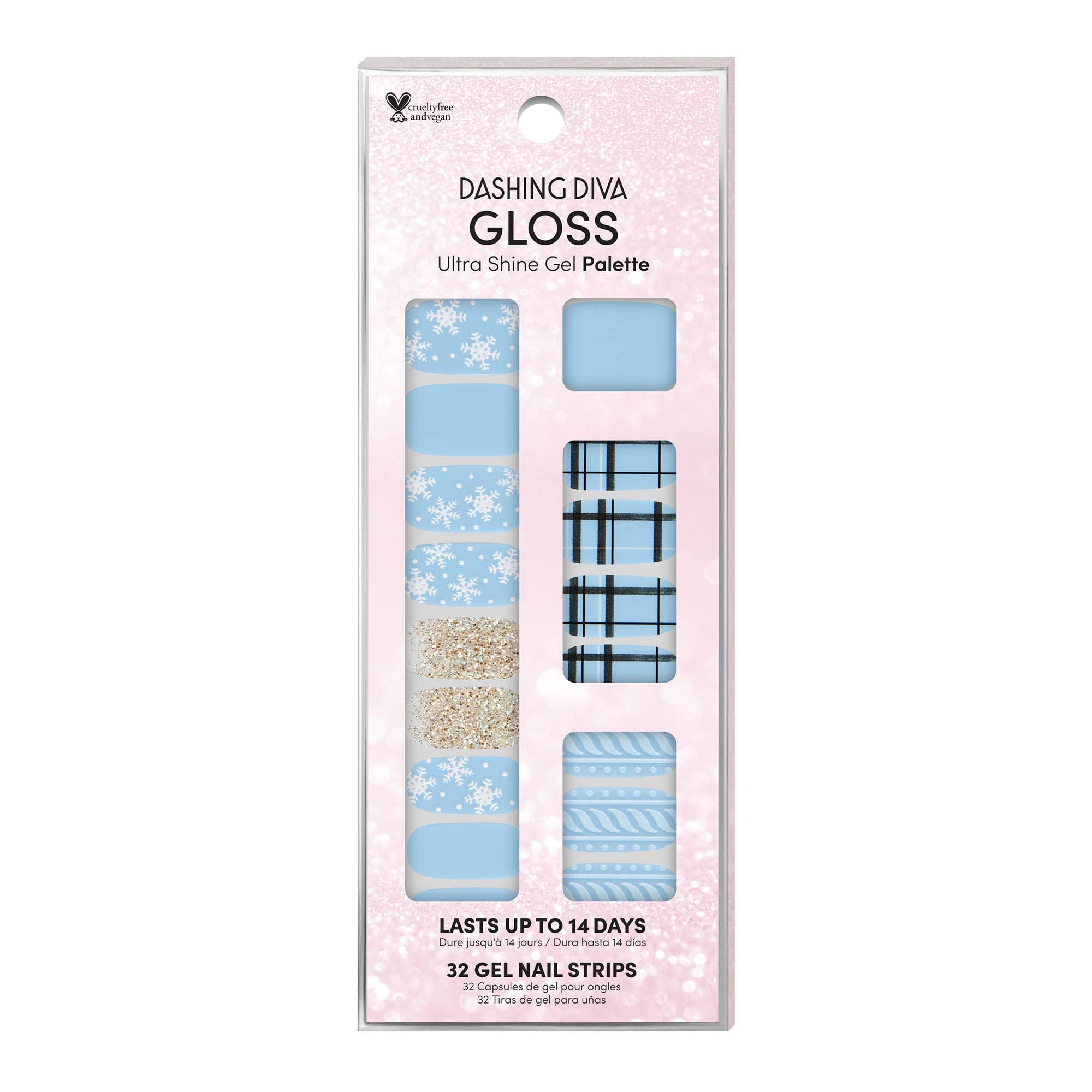 Dashing Diva Gloss Snowball Fight nails close-up with festive gel-like shine