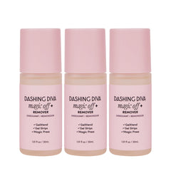 Dashing Diva Magic Off+ remover bottle showing gentle, conditioning nail removal.