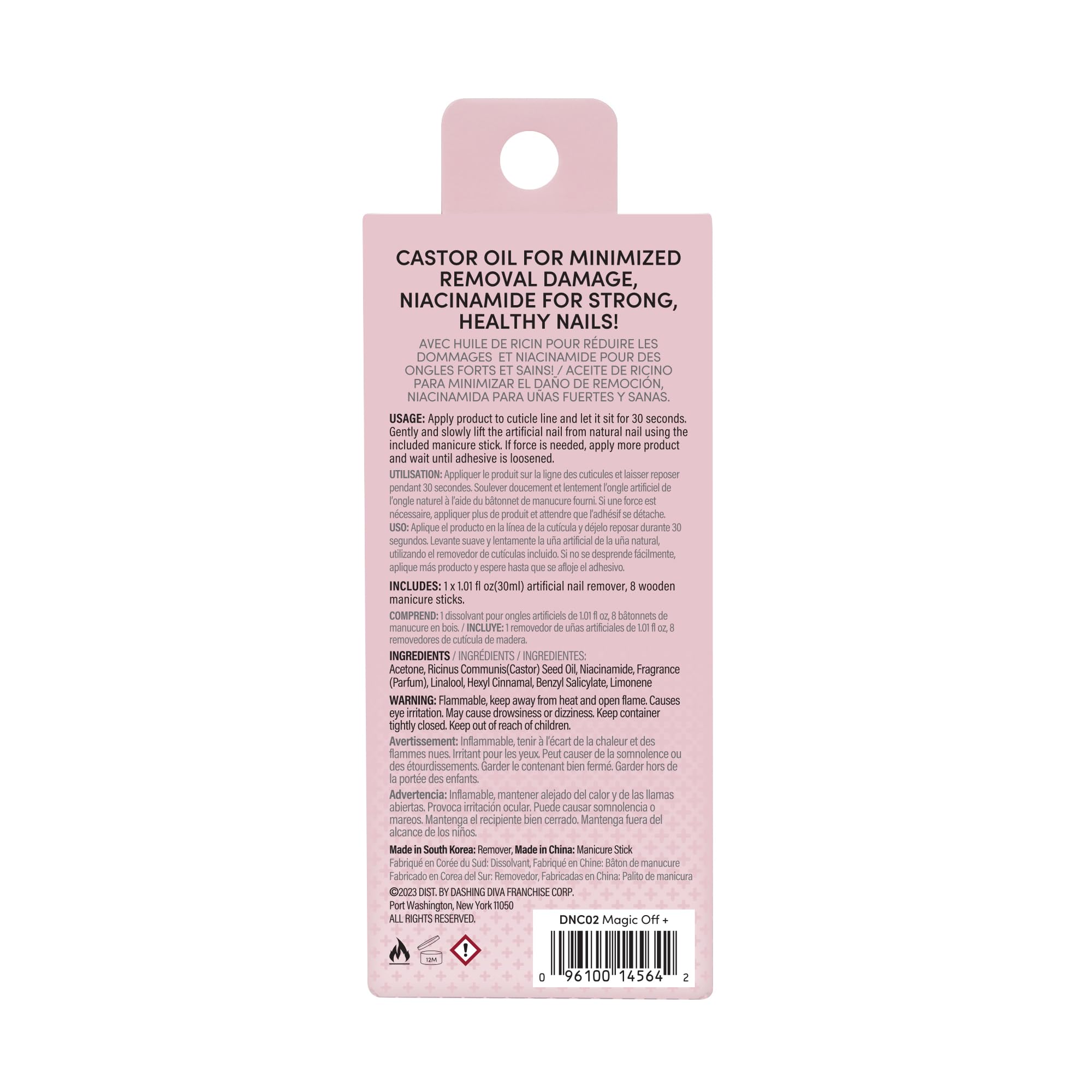 Dashing Diva Magic Off+ remover packaging communicates value.