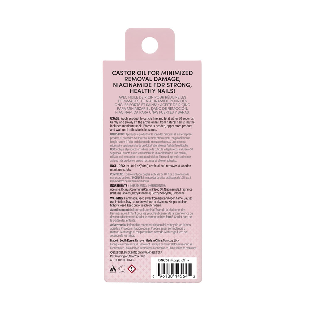 Dashing Diva Magic Off+ remover packaging communicates value.