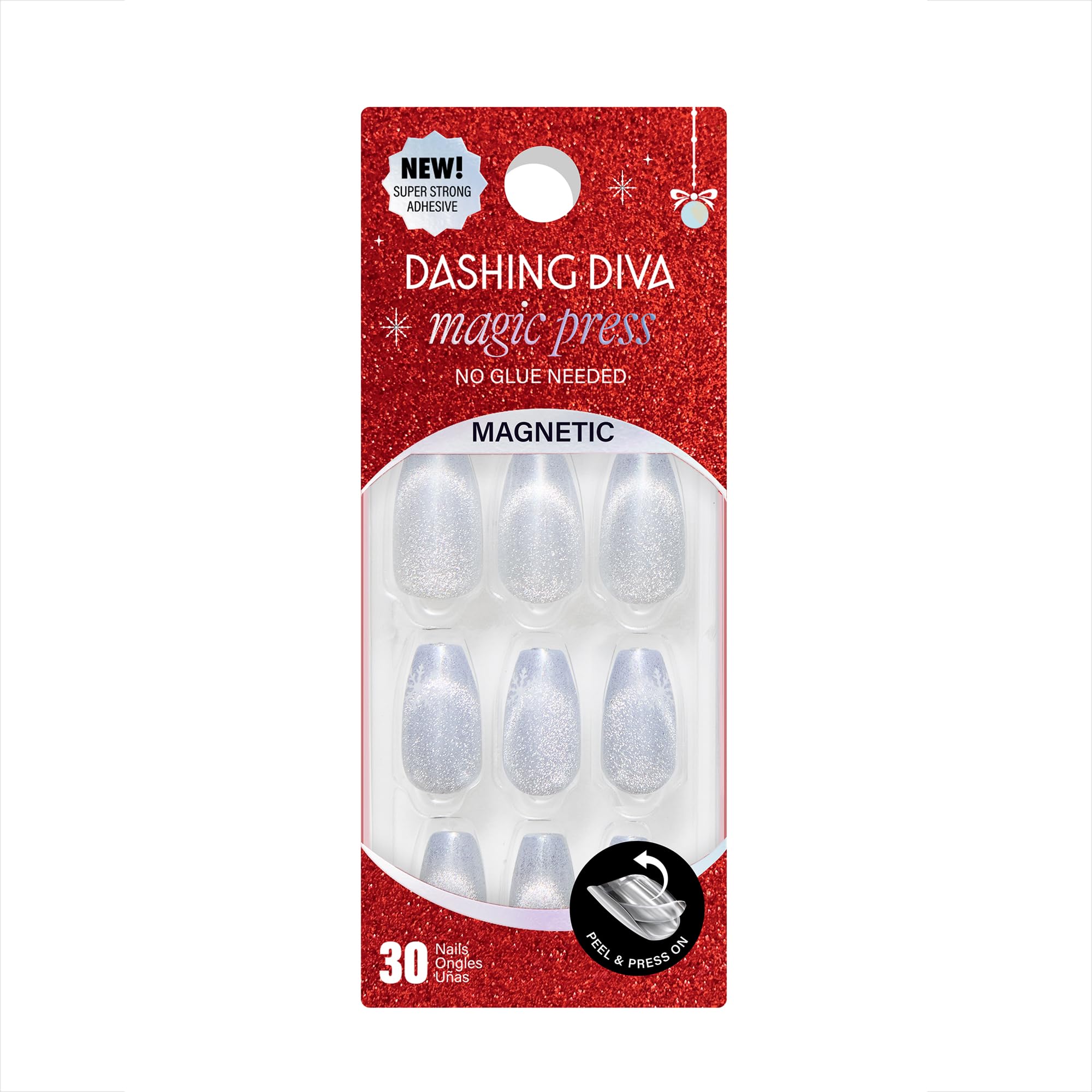Dashing Diva Magic Press North Pole Princess nails with icy finish for quick festive wear