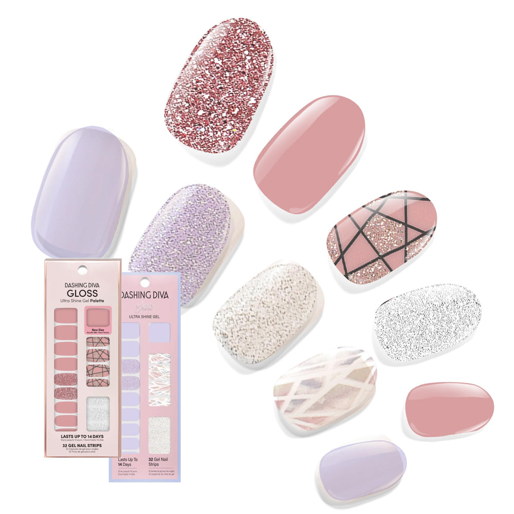 Dashing Diva Rose Sparkle strips with glossy finish for a quick mani